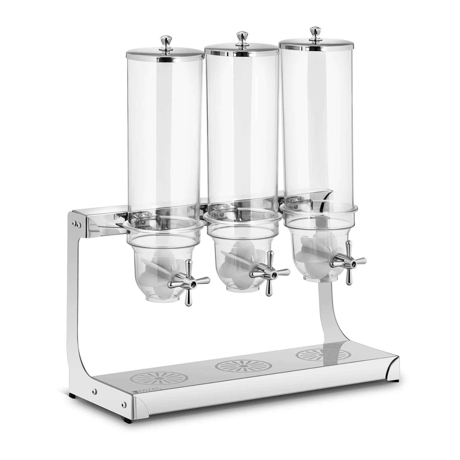 Royal Catering Dispenser per Cereali Distributore di Cereali RCCS-3.5LSS3 (3 x 3,5 litri, 3 contenitori, Acciaio inox)