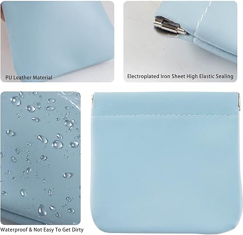 Miniatura 3 de CANIPHA Bolsa de cosméticos con bolsillo de piel de cordero, bolsa de maquillaje pequeña portátil impermeable, sin cremallera, pequeña bolsa de