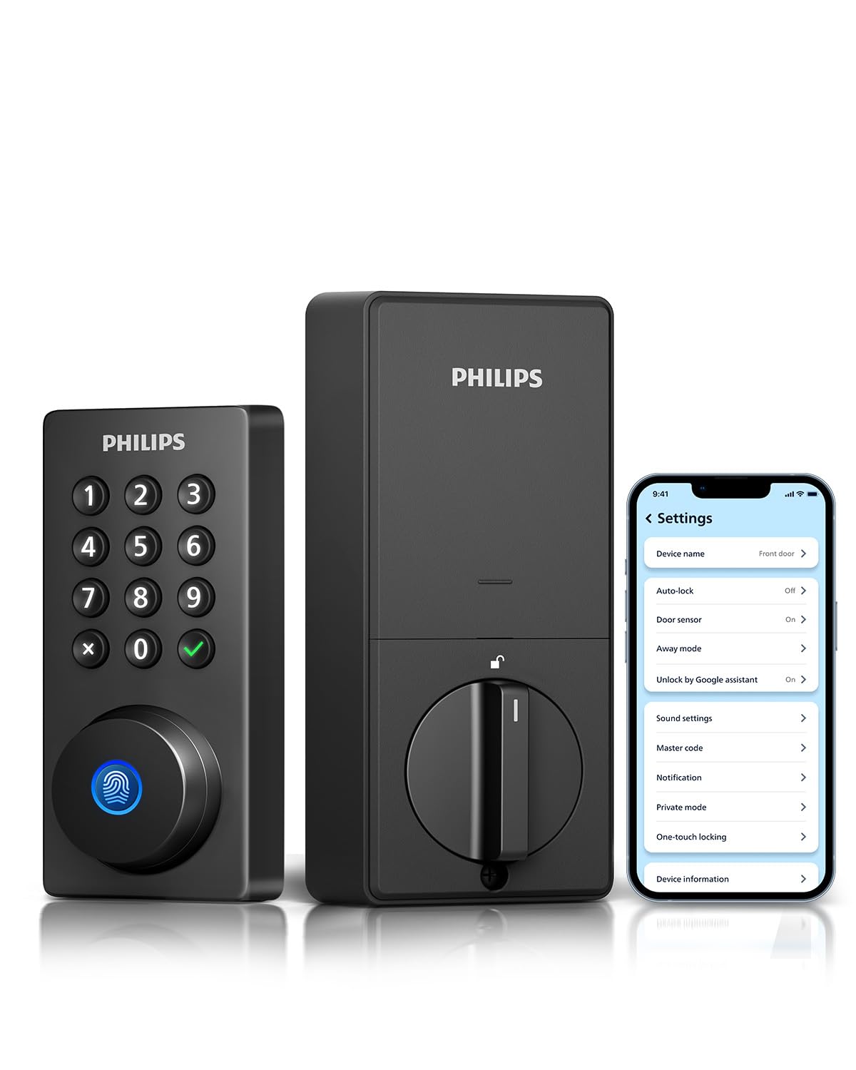 Philips Wi-Fi Door Lock, Keyless Entry Door Lock for Front Doors Deadbolt, Built-in WiFi, Remote Control, Auto Locking