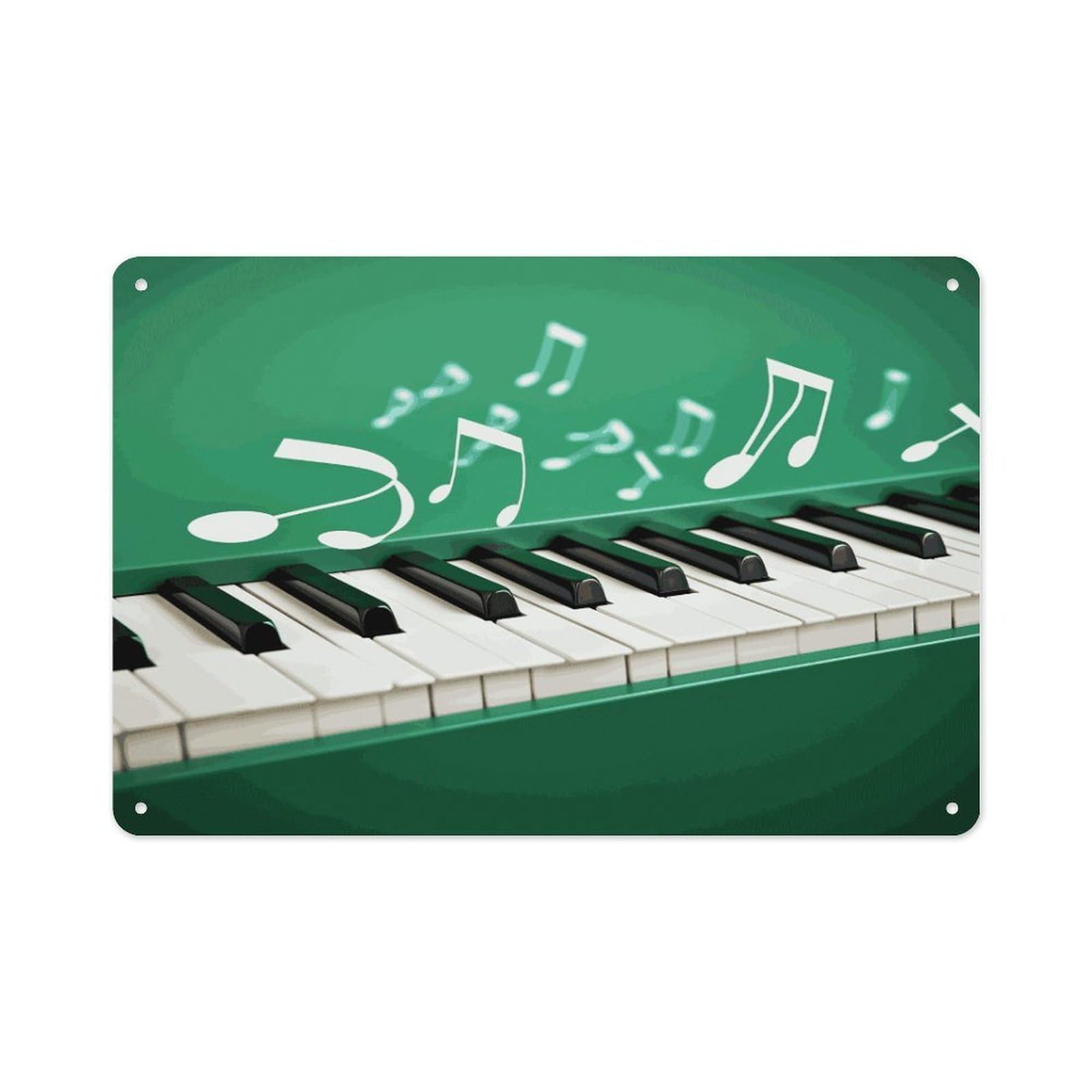 Fekiloot Style Green And White Piano Keys Wall Decor-Aluminum Painting,Tin Sign For Vintage Decoration,Wall Sign For Bathroom Living Room Kitchen Home Farm Farmhouse 11.8 * 7.9 Inch