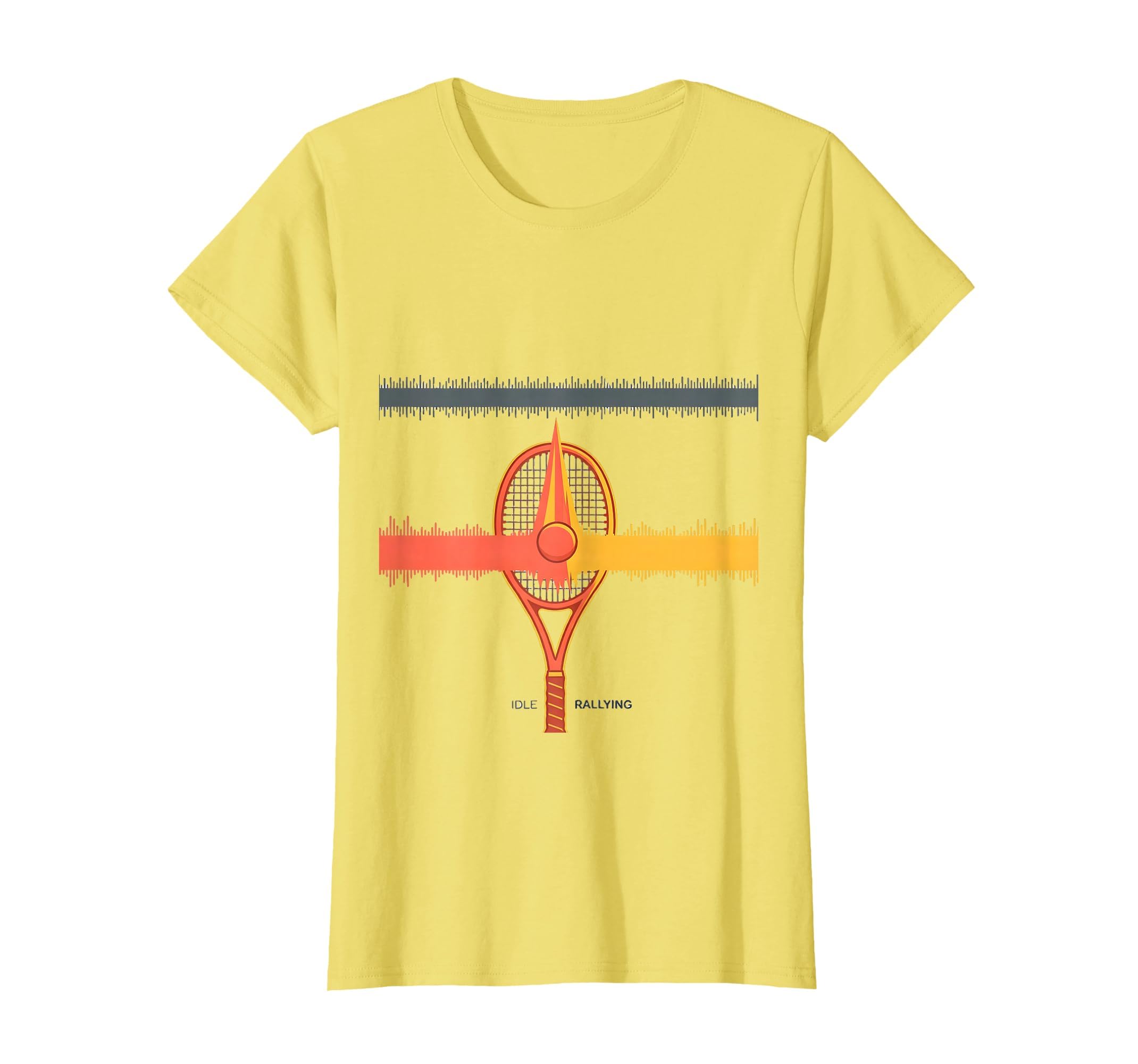 Women's Idle Rallying Flat Vector Tennis Racket Pulse Line Art T-Shirt