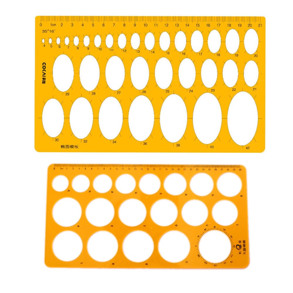 Stencil Per Cerchi E Ellissi - 2 Pezzi In Resina K | Per Disegno Tecnico E Artistico