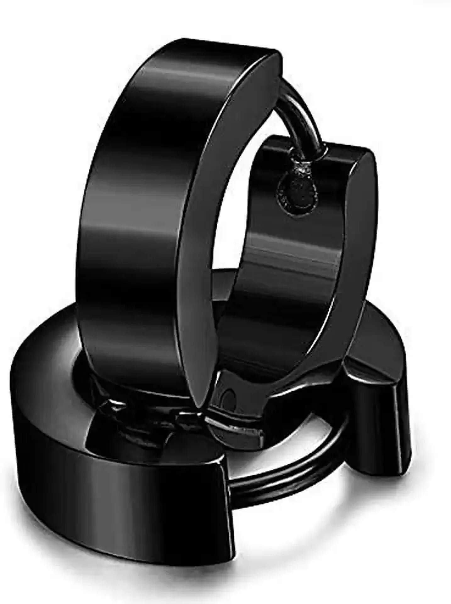 Jewellery Mens Earring & Women Earring Stainless Steel Blue Black Silver Gold Multi Piercing Screw Bali Stud Ear rings Pressing Earring Pierced Hoop Earrings for Men and Women (Black)-image-39
