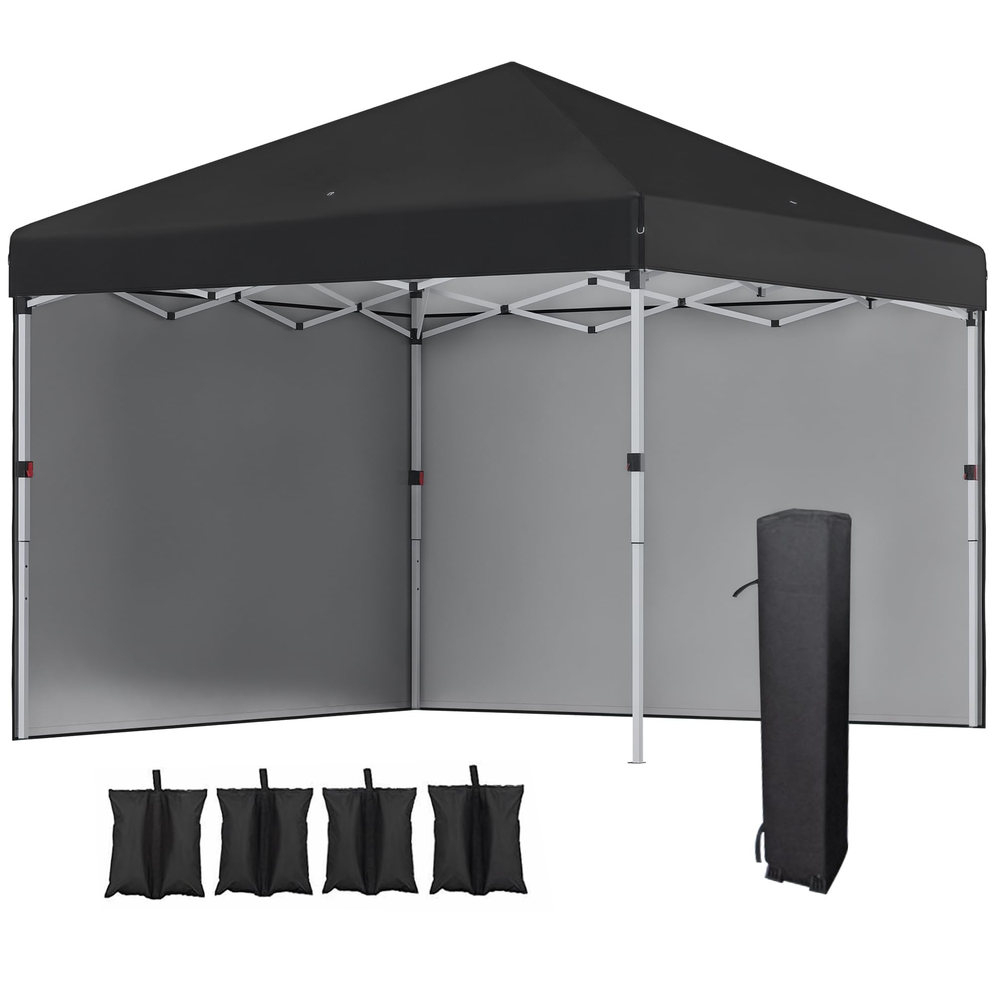 Gazebo Da Giardino Outsunny 3x3m - Pieghevole, Acciaio, Tessuto Oxford UV30+, Con Pareti E Borsa