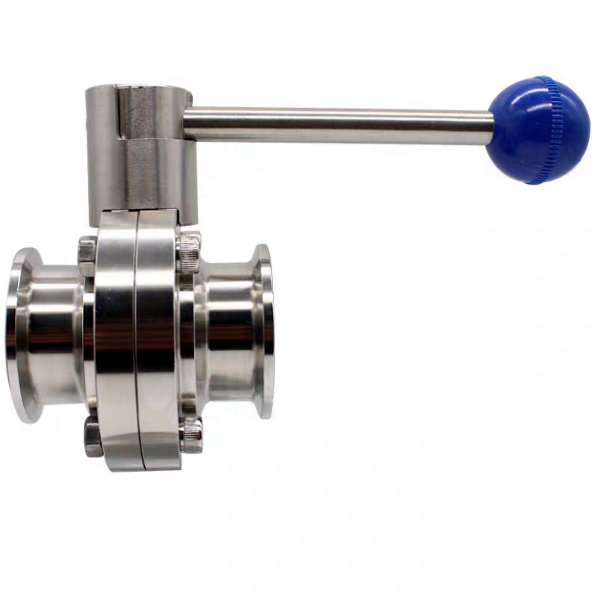 Válvula de triple abrazadera de acero inoxidable 304 con mango de tracción, tubo de 1 pulgada de diámetro exterior, resistencia a alta presión y temperatura, 1 unidad(1.25In)