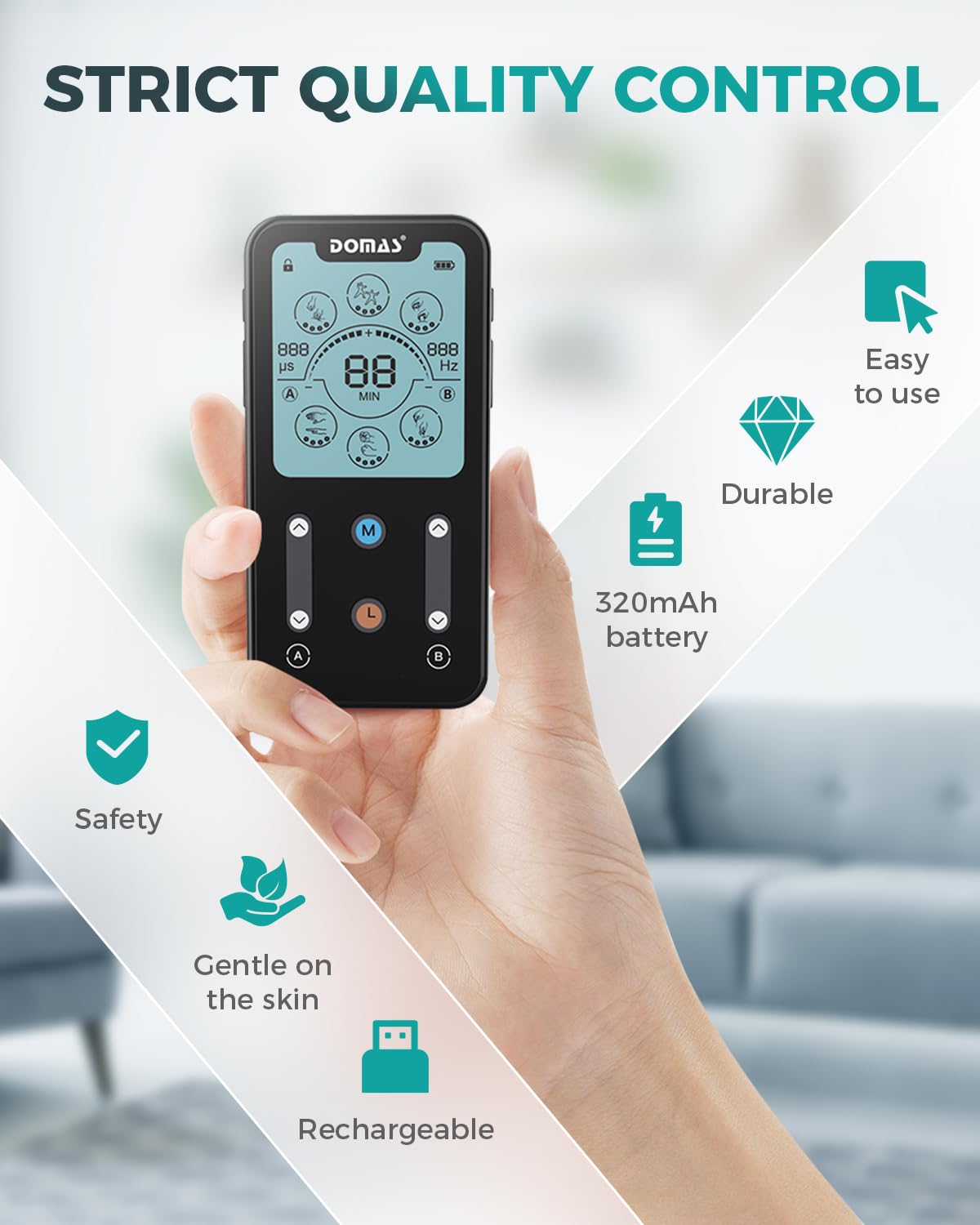 DOMAS TENS Unit Muscle Stimulator: 24 Modes Dual Channel EMS Machine with 24pcs Electrode Pads for Shoulder, Back Pain Relief, Suitable for Seniors, Office Workers, Fitness Enthusiasts and More — Amazon image 9