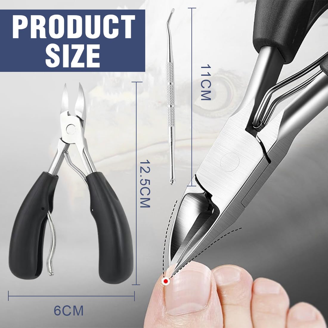 Taglia Cuticole Professionale, Tronchese Per Unghie Spesse Incarnite con Spingi Cuticole,Tronchese Unghie, Tronchesino Tagliaunghie Professinale, per Unghie Spesse e Dure Pedicure e Manicure Strumenti