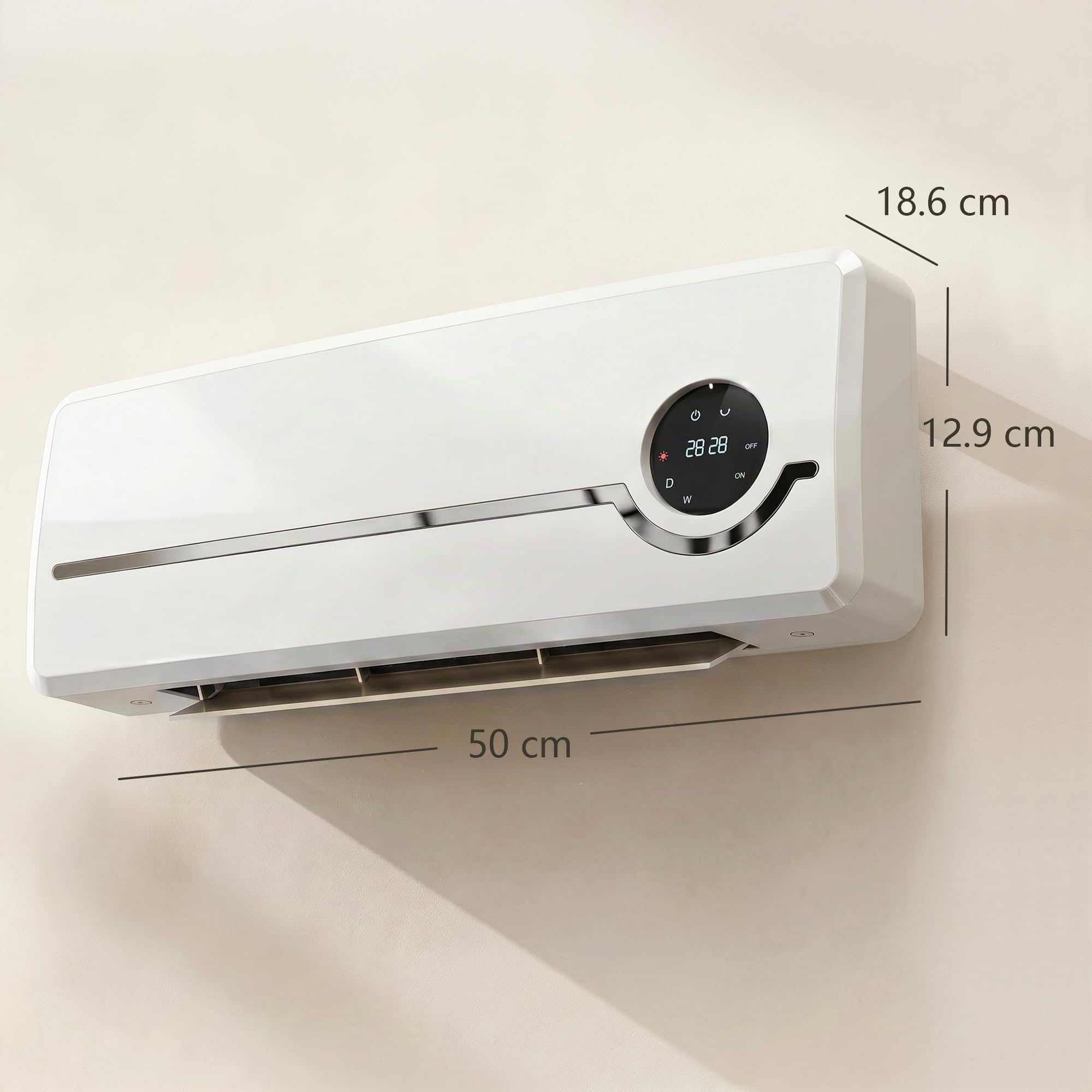 HOMCOM Stufa Ceramica 2000W da Parete con 3 Modalità, Ventilatore, Bianco | Termoventilatore, Riscaldamento Regolabile, Timer Settimanale, Rilevazione Finestra Aperta, Blocco Bambini, Telecomando
