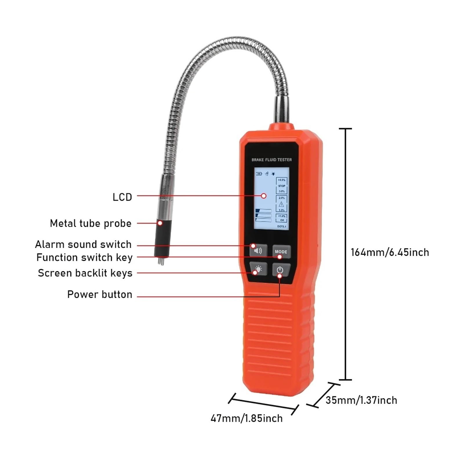 Tester Liquido Freni, Tester del Liquido dei Freni, Test 'Olio dei Freni, Strumento di Ispezione del Motore Automobilistico Digitale Multifunzionale