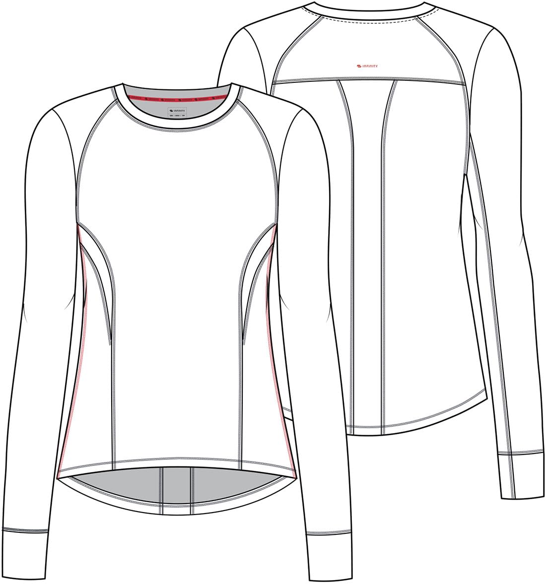 Cherokee Infinity IN640 - Camiseta de manga larga para mujer, cuello redondo, agujeros para los pulgares, absorbe la humedad, elástico de 360°
