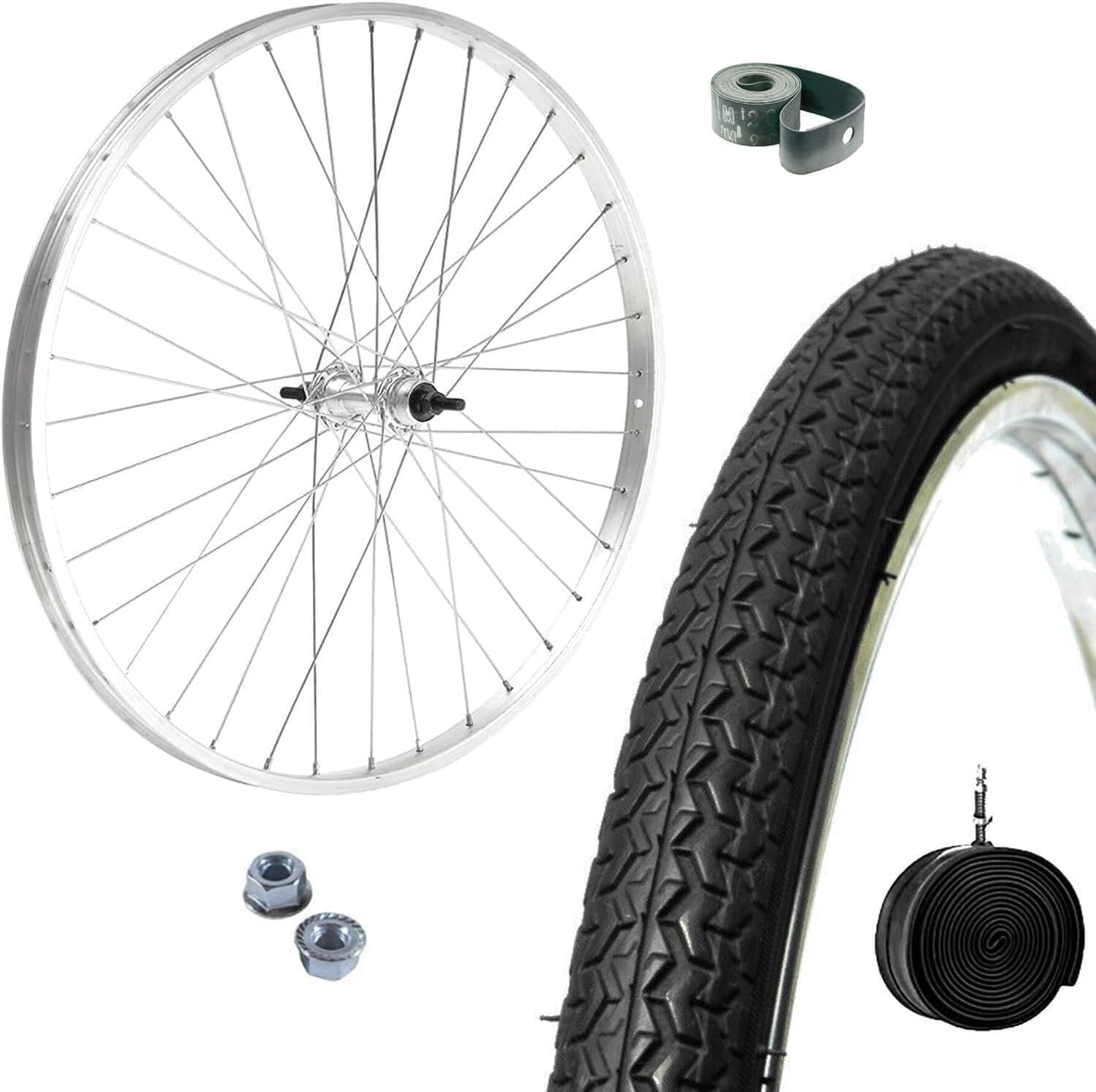 Cerchio Ruota Anteriore 26” x 1.75 con Copertone e Camera d’Aria Valvola Italiana – Ruota Completa per City Bike, Olanda e Bicicletta da Passeggio – Set per Bicicletta 26” Alta Qualità