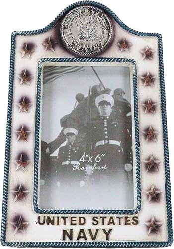 Ebros Gift Emblema patriótico de águila de la Marina de los Estados Unidos con estrellas de rango y cuerdas trenzadas, borde de 4 x 6 pulgadas,