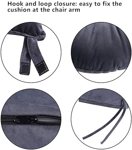 Miniatura 5 de Qiilu Cojines de repuesto para silla mecedora gris de terciopelo lavable, almohadilla de algodón para silla mecedora de madera, cojín total para