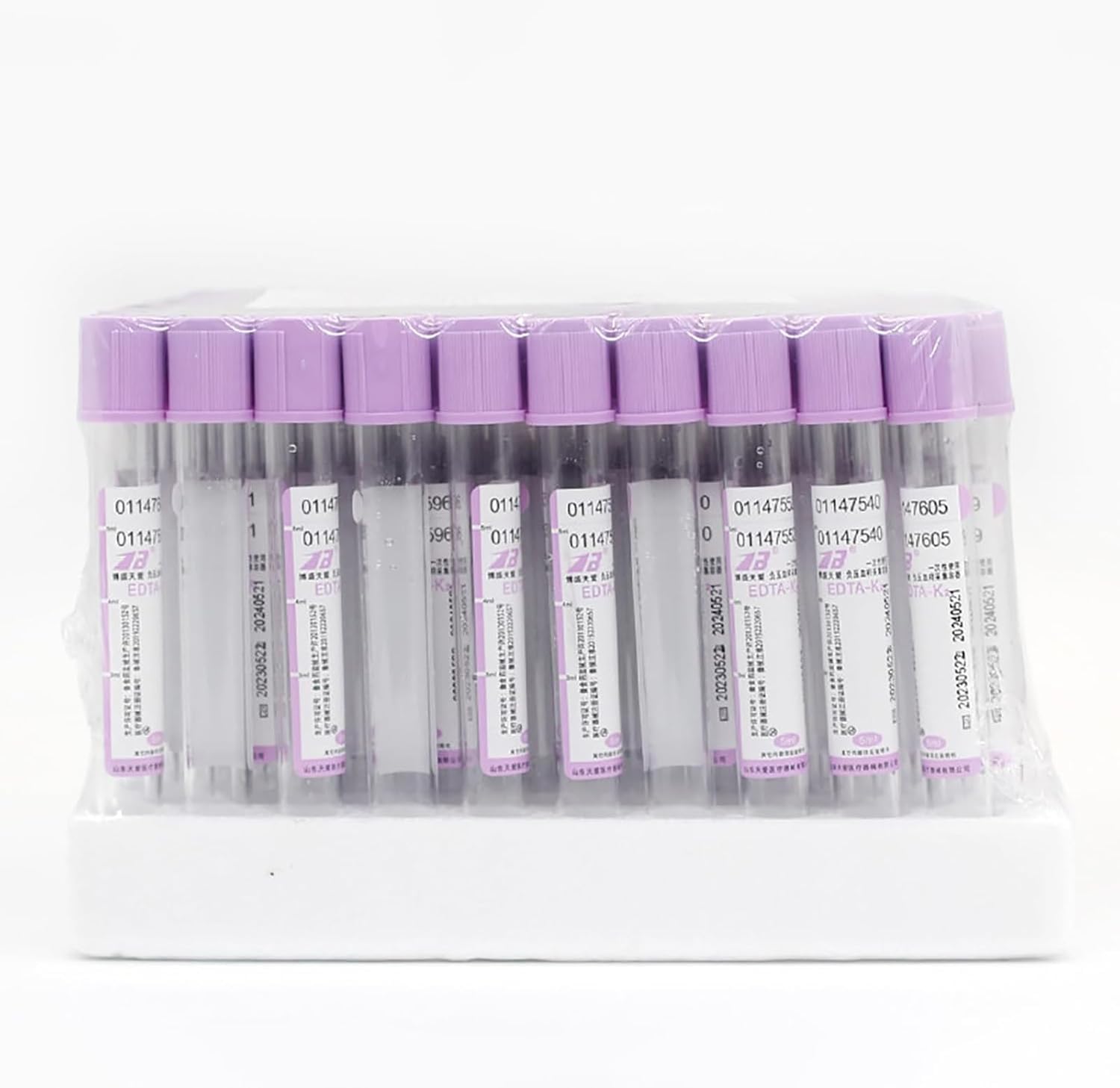 5 Ml Probówek Próżniowych Do Pobierania Krwi, 100 Sztuk Probówek Wirówkowych Edta, Plastikowe Probówki Do Krwi Z Fioletową Górą, Probówki Laboratoryjne