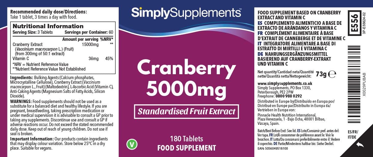 Compresse Di Mirtillo Rosso 5.000mg | Rafforza Il Sistema Immunitario E Protegge Dallo Stress Ossidativo | Adatto A Vegani E Vegetariani | 180 Compresse = Fornitura Per 2 Mesi