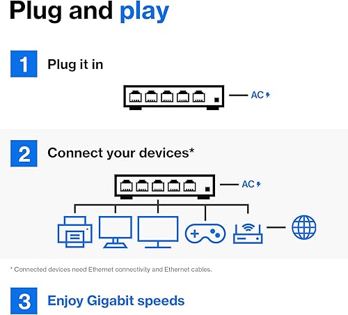 Miniatura 7 de Interruptor Linksys de 8 puertos Desktop Gigabit PoE+ con alimentación a través de Ethernet (LGS108P), Negro/Azul