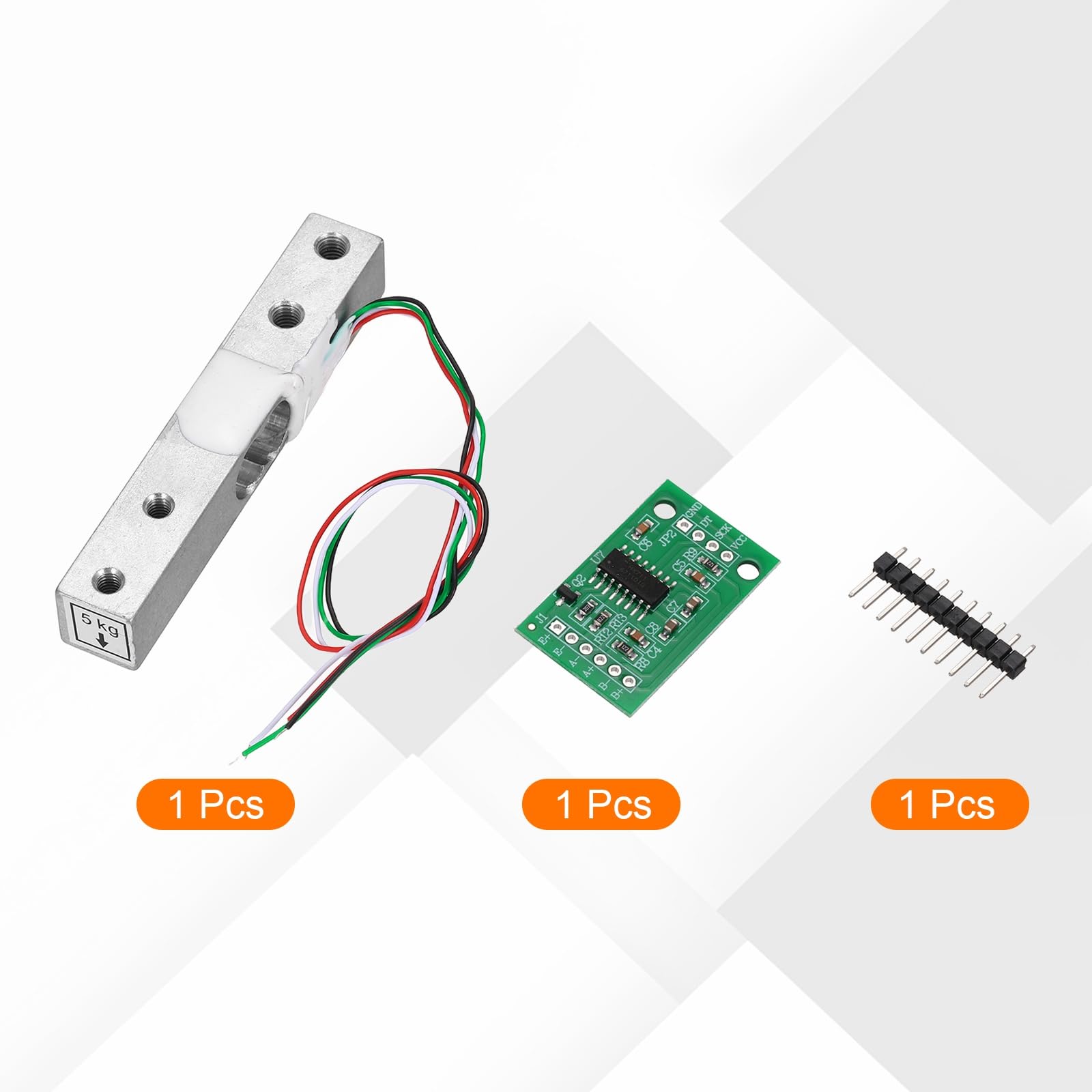 QUARKZMAN Cyfrowy czujnik wagi do ładowania 5 kg Moduł HX711 24-bitowy czujnik ważenia A/D dwukanałowy 20x33mm do DIY przenośna elektroniczna waga kuchenna zestaw
