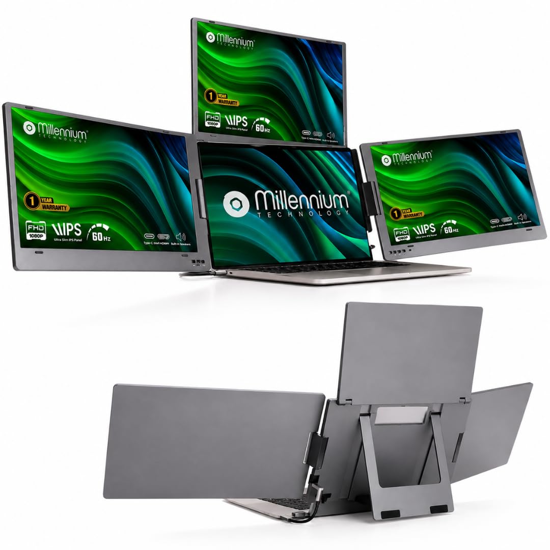 16.0" Quad Screen Portable Foldable Triple Monitor with Single Wire | Quad Monitor Compatible with Windows & MAC OS (M1,M2,M3 & M4) | Laptop Screen Extender (16.0 Inch)-image-15