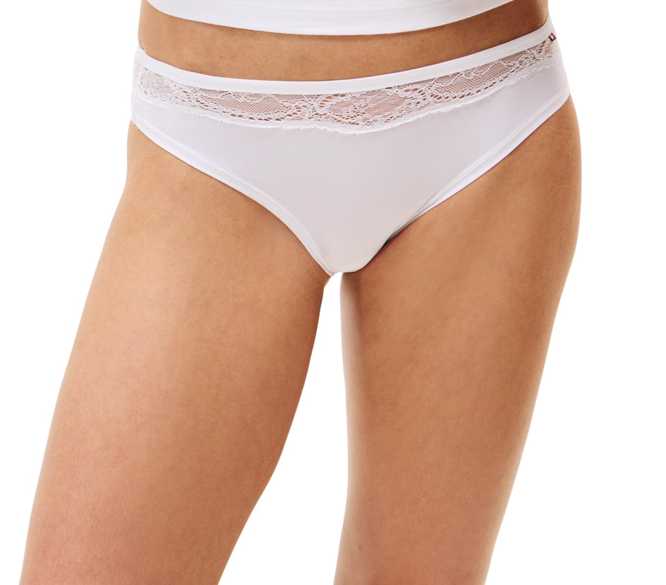 Tommy Hilfiger Women's White Lace Trim Microfibre Briefs