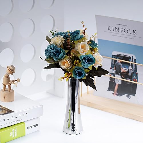 Miniatura 9 de Jarrón de mesa de acero inoxidable 304 con luz de lujo, soporte para flores, superficie brillante para sostener flores y utilizado como decoración