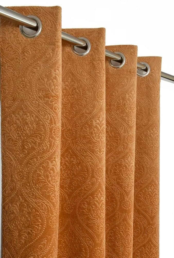 S.K Enterprises Premium Velvet Blackout Curtains for Living Room & Bedroom Heavy Fabric | Light Blocking, Noise Cancelling, Designer Drapes (Gold, Door- 4x7 Feet (Pack of 1)-image-40