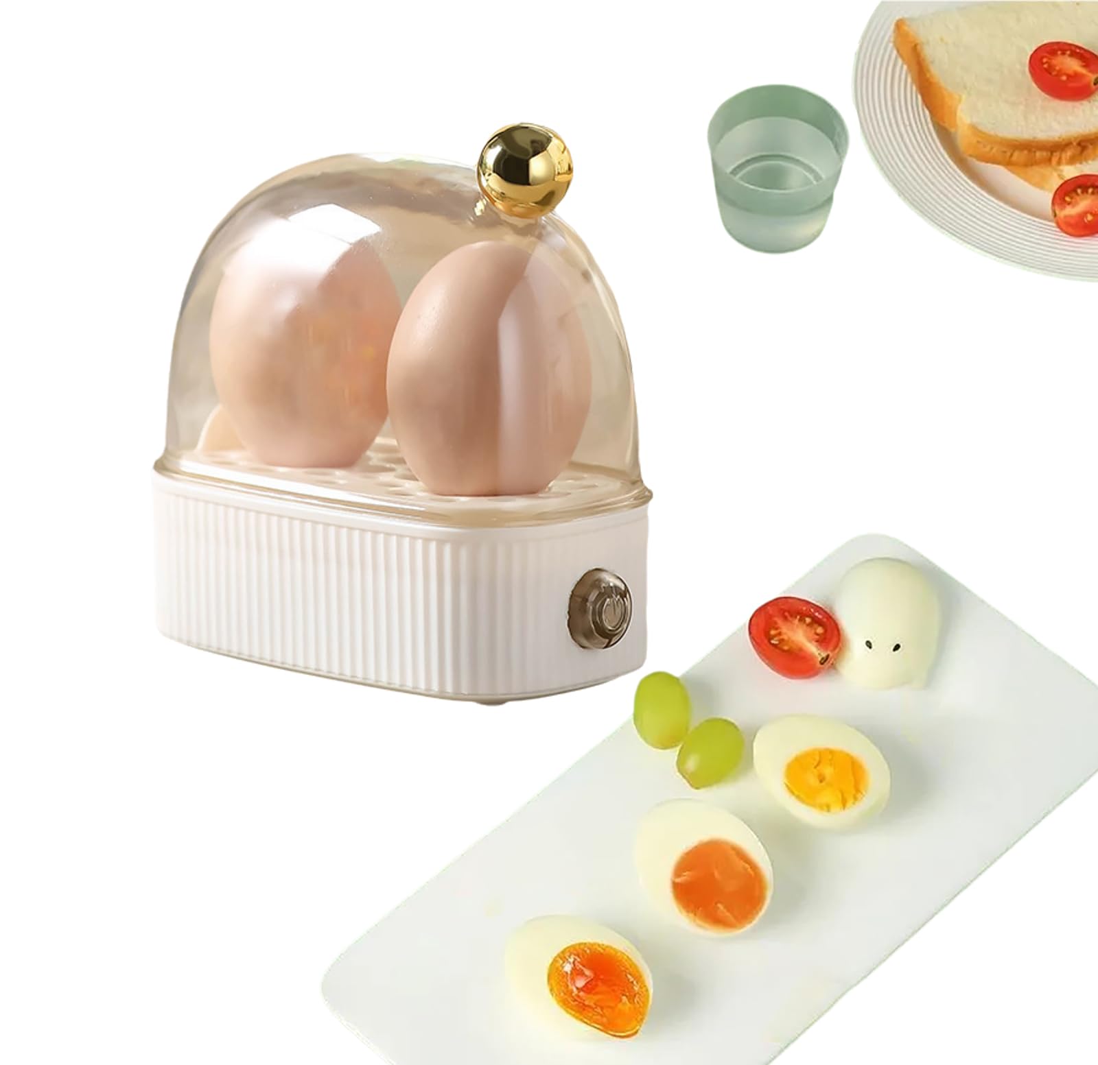 YWPYMX Electric Hard Boiled Egg Maker, Rapid 2-Egg Capacity Cooker, Timing Control, Detachable Egg Boiler for Quick and Easy Egg Cooking, Kitchen Gadget Green