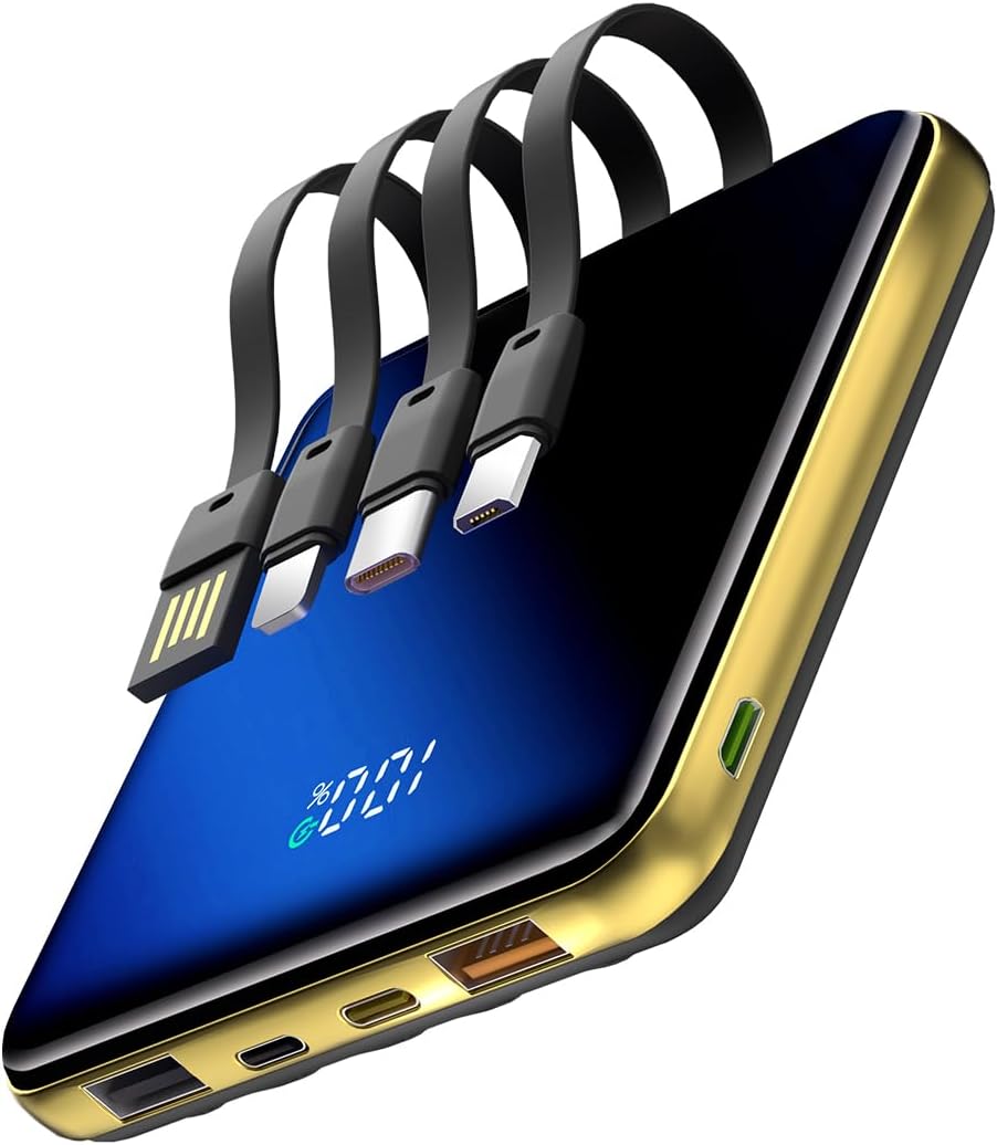 10000mAh Transportable Charger, Constructed-in Cable Energy Financial institution, 22.5W Quick Charging Energy Provide, good LED Show, Compact Exterior Battery, Appropriate for iPhone, Samsung, Pill Computer systems