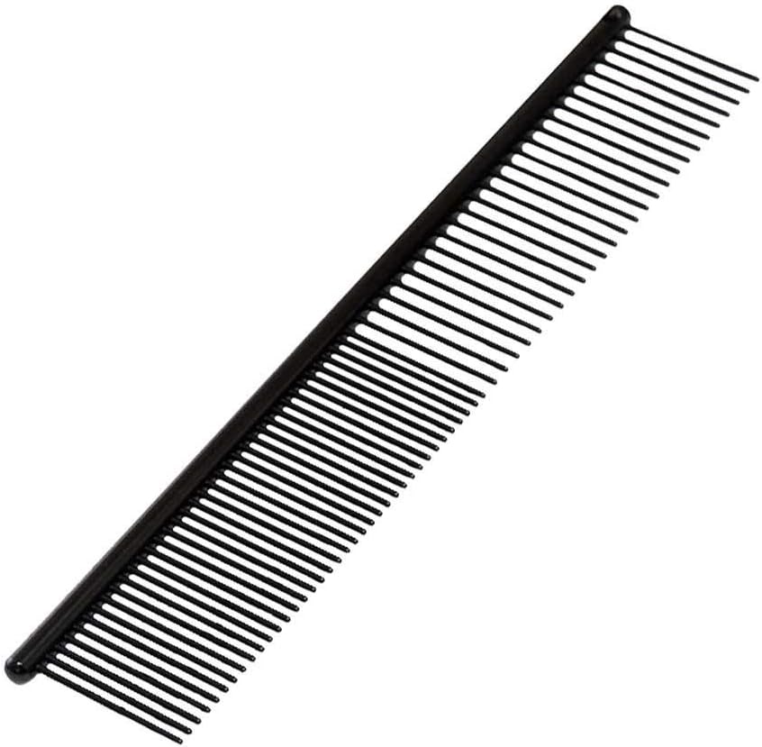 Ryan's Pet Supplies Paw Brothers Greyhound Style Teflon Comb for Dogs, Professional Grade, True Teflon, Fine/Medium, Ergonomic Handle, 7.5 in.