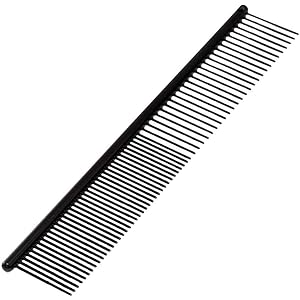 Ryan's Pet Supplies Paw Brothers Greyhound Style Teflon Comb for Dogs, Professional Grade, True Teflon, Fine/Medium, Ergonomic Handle, 7.5 in.