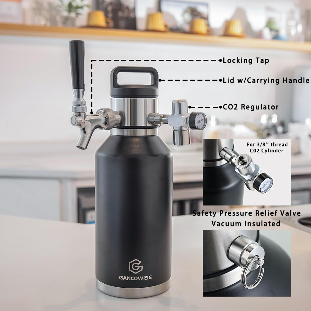Ball Lock Beer Keg Tap Dispenser,2L/4L/5L Mini Keg & Growler