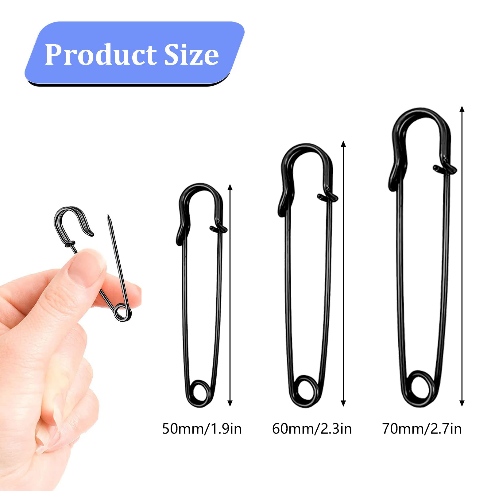 Spille Di Sicurezza In Metallo Nero - Confezione Da 1000 Pezzi, Lunghezza 2,3 Cm, Per Sartoria E Cucito - Foto 5