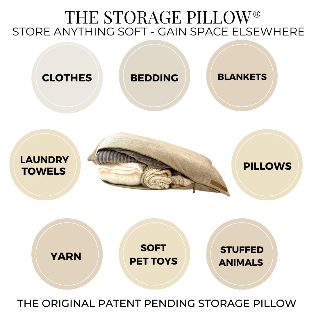 STORAGE PILLOW - Poszewka na poduszkę XL zapinana na zamek błyskawiczny, aby zmaksymalizować przestrzeń! Pomysł na przechowywanie dla kamperów Vanlife College Dorms Małe domy i małe przestrzenie.
