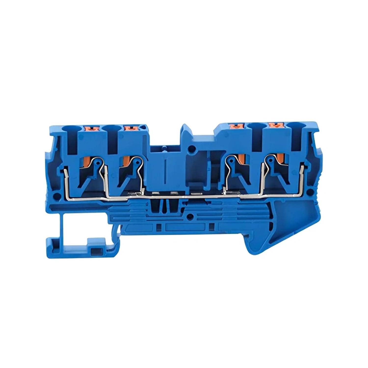 10Pcs DIN Rail Terminal Block PT4-QUATTRO, 4-Conductor Push-in Spring Clamp 32A 800V, PA66 V0 Industrial Electrical Connectors(Blue)