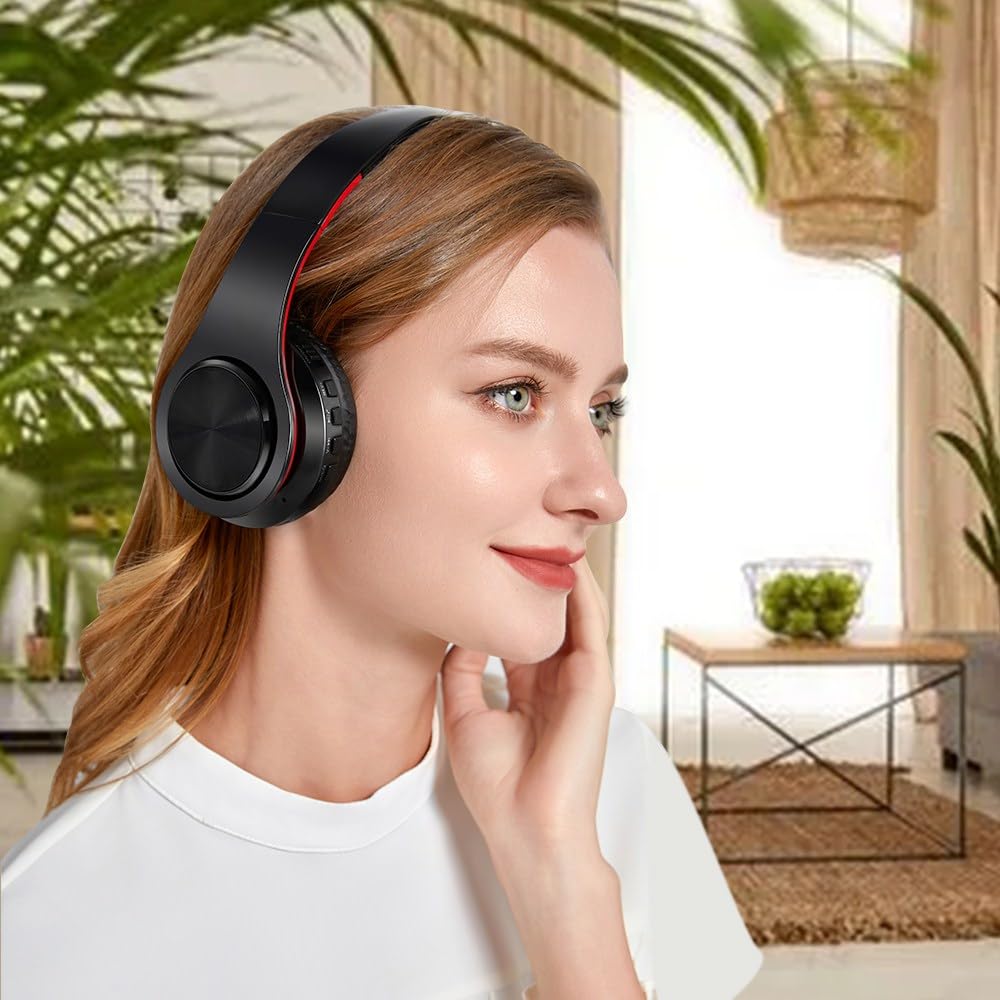Casque Bluetooth supra-auriculaire stéréo pour ordinateur PC pour jeu, réunion, chat avec micro/cache-oreilles souples/pliable/TF 3,5 mm pour connectivité universelle (2 pièces par paquet)