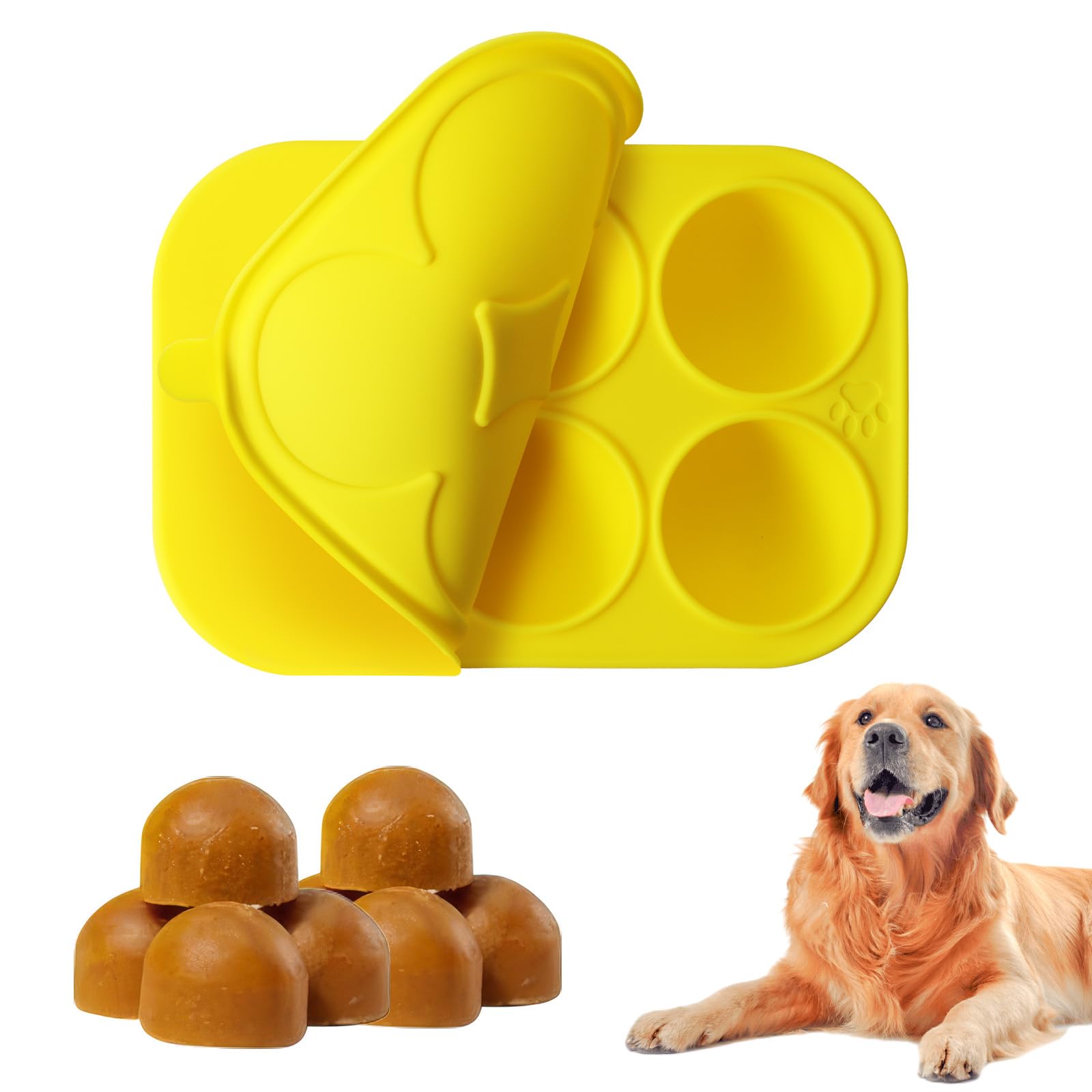 6 Cavities Dog Treat Molds with Lid Compatible with Woof Pupsicle and Power Chewer Pupsicle, Silicone Molds for Dog Frozen Treats, Reusable Tray for Making Refill Treats for The Pupsicle Toy