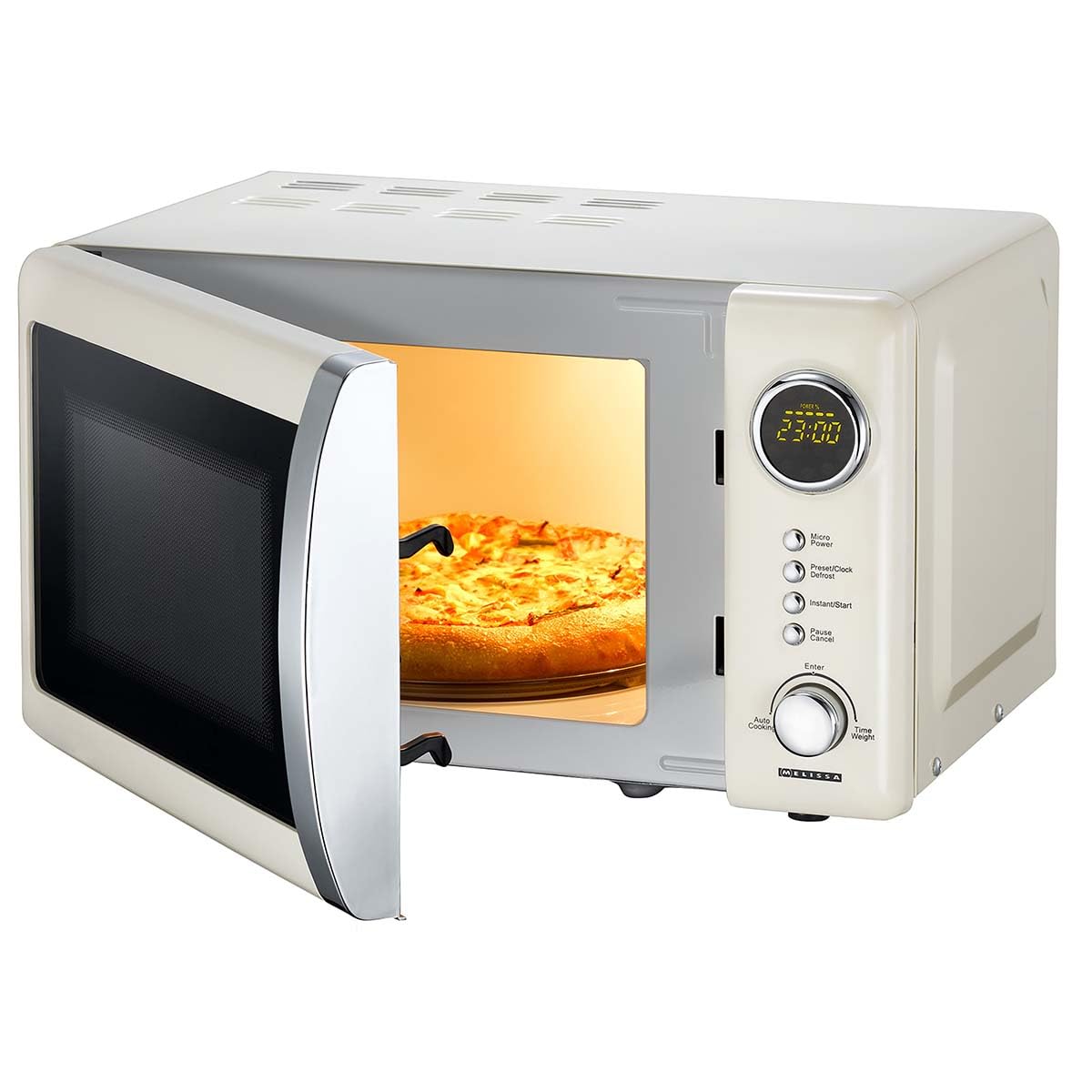 Melissa 16330108-16330109 Classico Mikrowelle - Microwave | Microwellengerät - Retro-Design Metall-Gehäuse - 20 Liter - 700 Watt - Timer - 5 Leistungsstufen