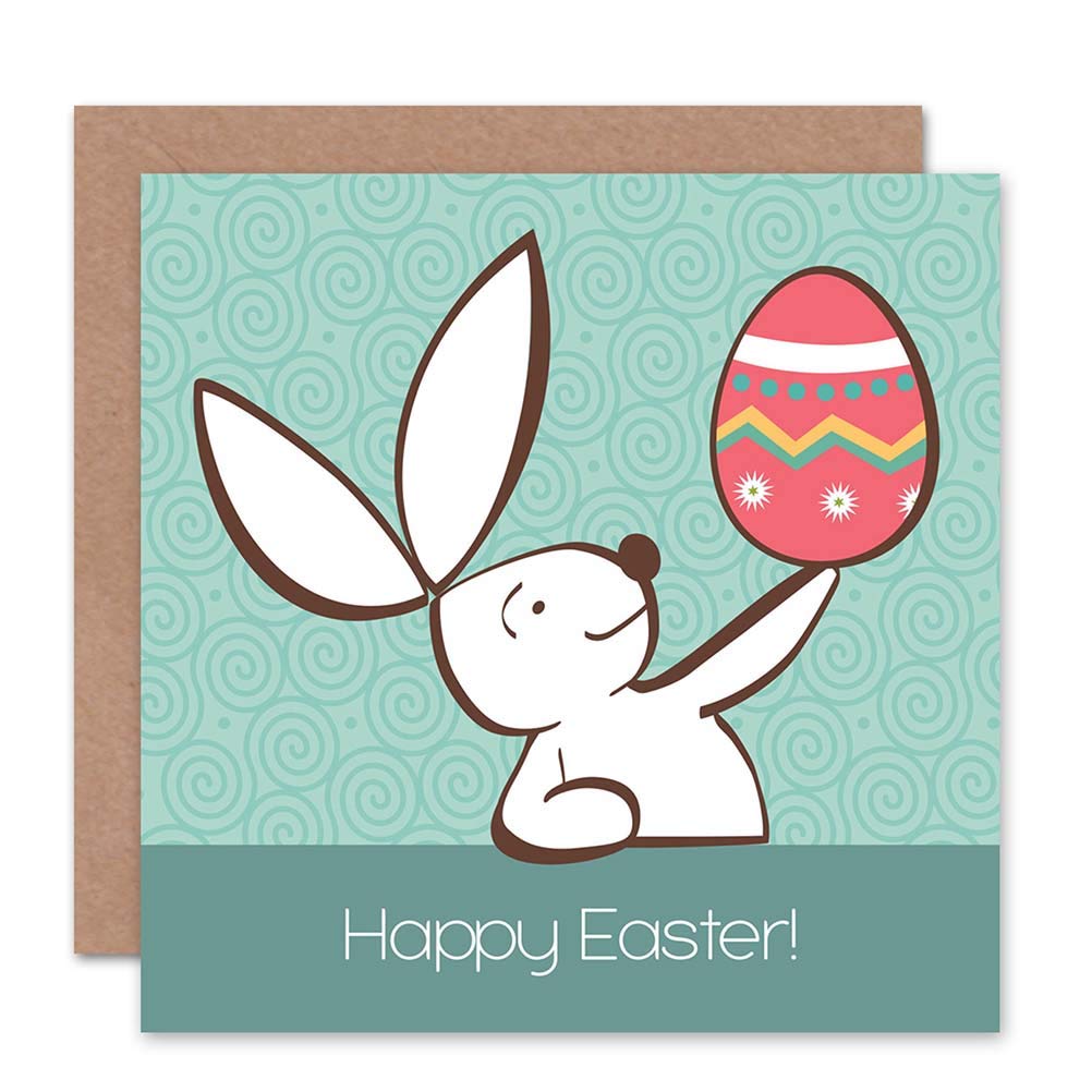 Wee Blue Coo HAPPY EASTER RABBIT EGG BLANK GREETINGS CARD ART