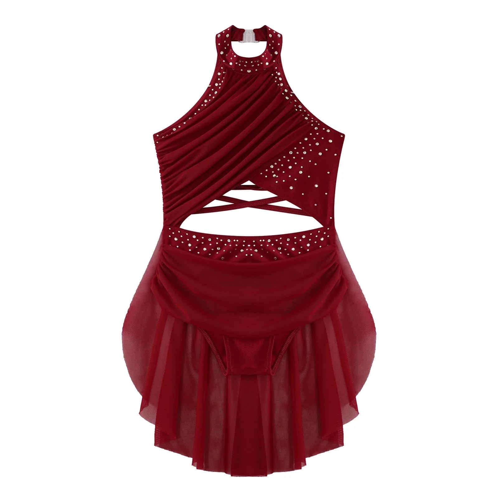 Gymnastikanzug Mädchen Ballettanzugkleid for Jazz-Lateintanzkostüm, rückenfreies Gymnastikkleid, Bühnentanzbekleidung(Color 1,12)