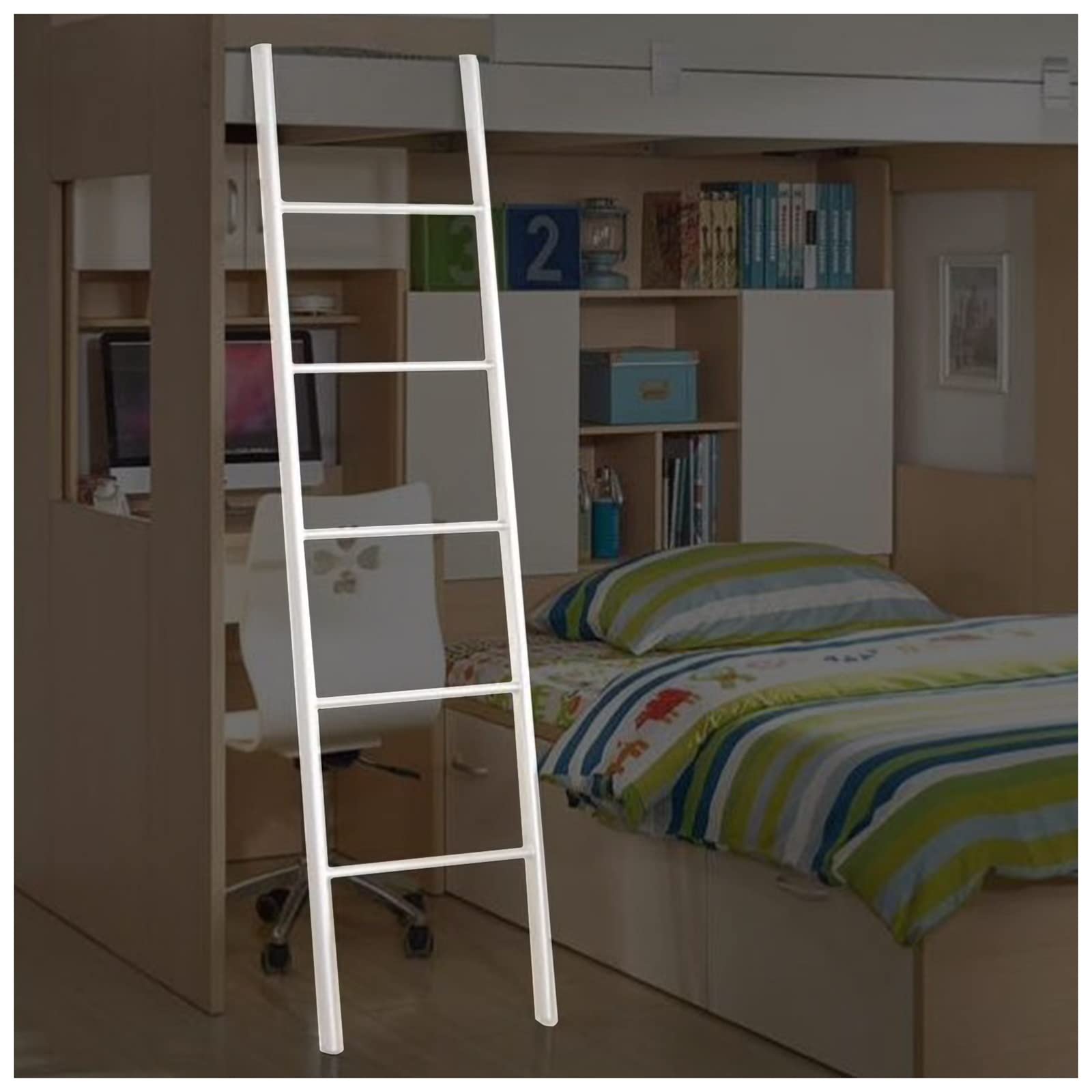 Escalera para cama alta con soporte de pie y ganchos adaptable a espacios estrechos de RV