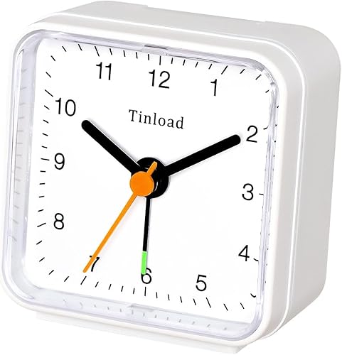 Miniatura 2 de Reloj despertador de viaje analógico clásico con función de repetición y luz, tamaño compacto, movimiento de cuarzo silencioso, alarma Crescendo,
