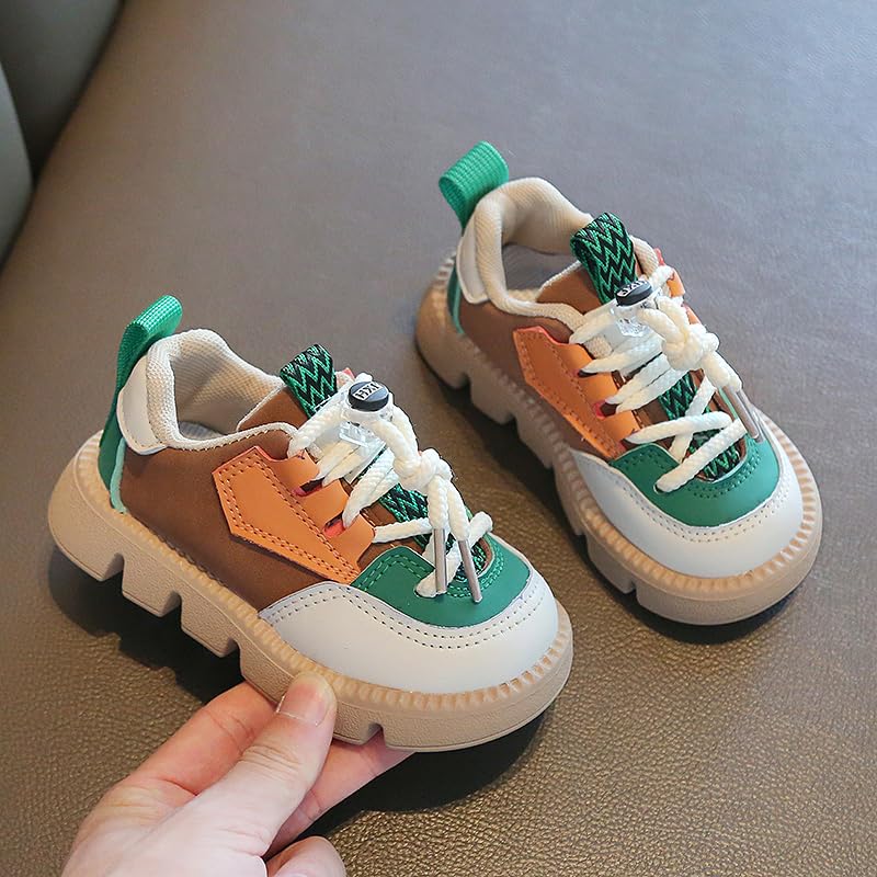 Kids Fashion Sneakers, Chunky Platform Sole, Pink Mint Color Block Design, Casual Athletic Walking Shoes2