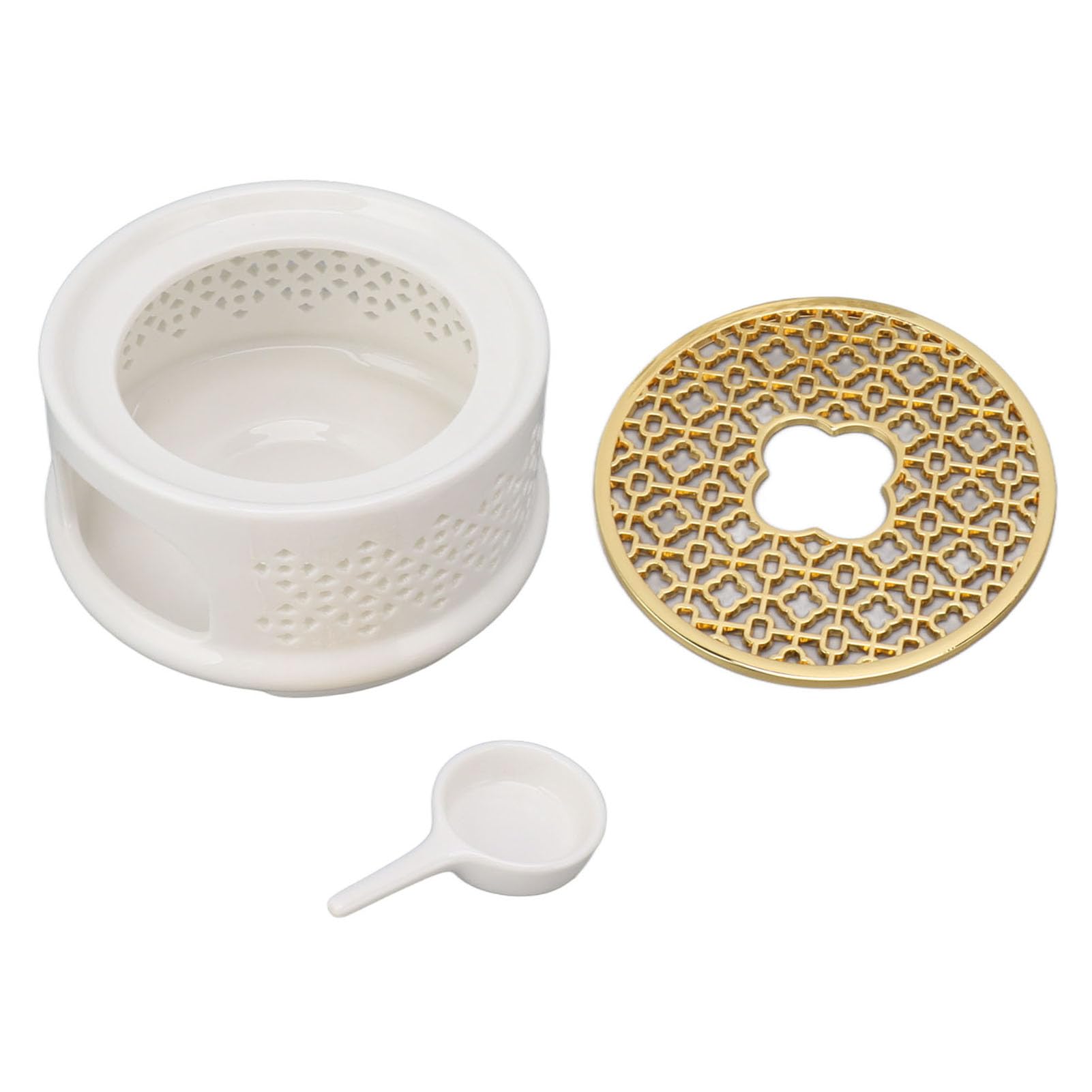 Scaldateiera, Scaldateiera Riutilizzabile con Portacandela, Nuovo Set Scaldateiera in Ceramica per Riscaldare Tè, Caffè, Tè (White)