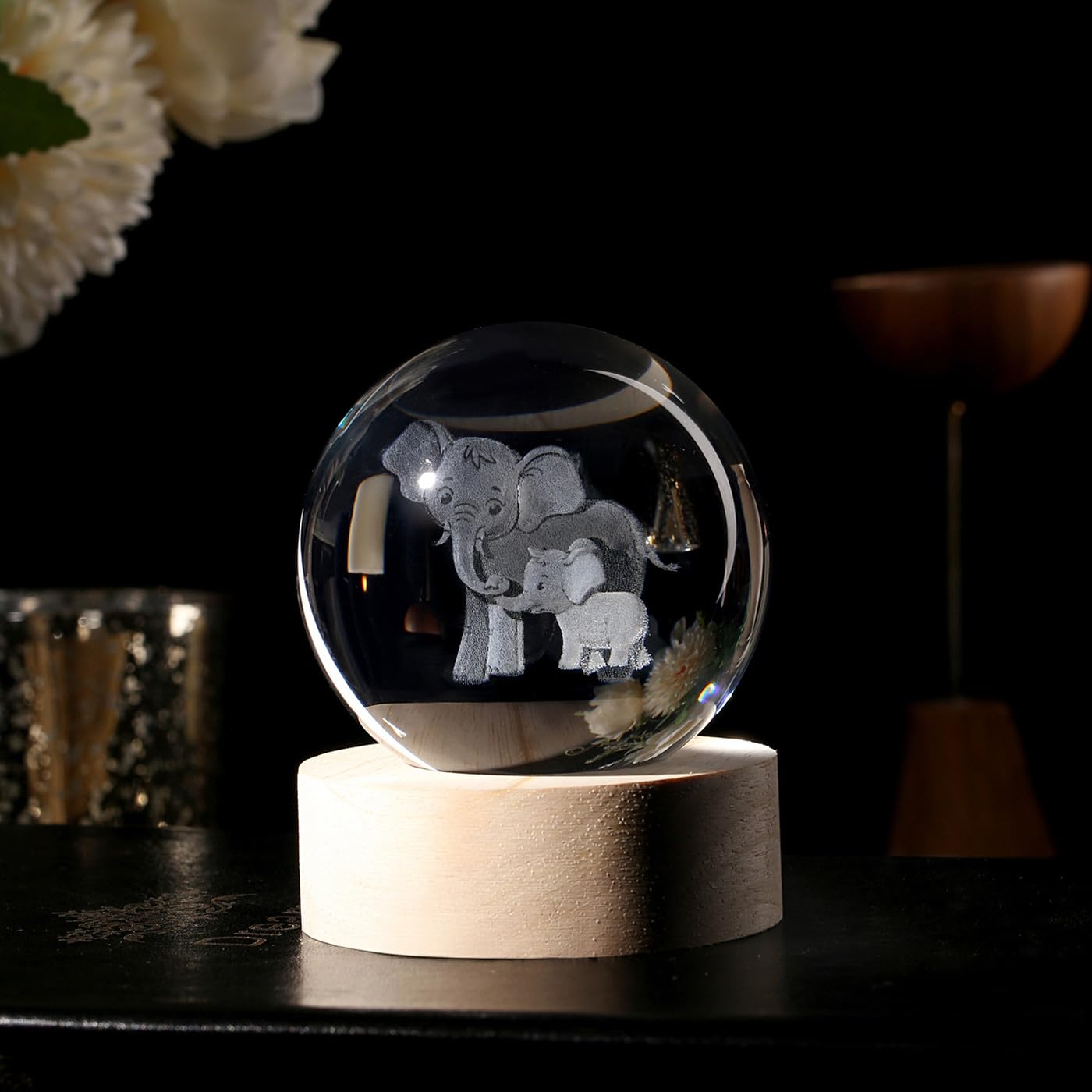 AWARDSEN Elephant Crystal Ball Elephant Gifts for Women Mum Gifts for Birthday Mothers Day Gifts from Daughter Son Elephant Ornament Animals Ornaments Glass Paperweights - Image 2