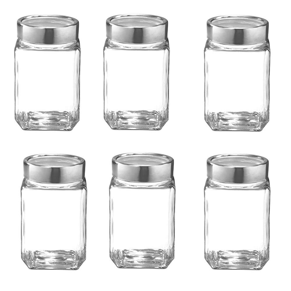 SkyKey Cube Jar Set, 800ml, 6-Pieces,Transparent