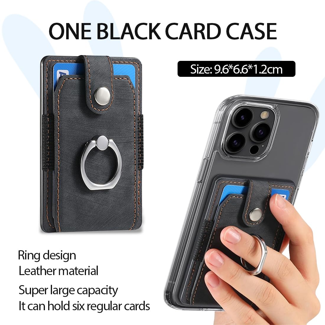 JEYORZY 1 porte-cartes pour téléphone portable, portefeuille en cuir synthétique avec support