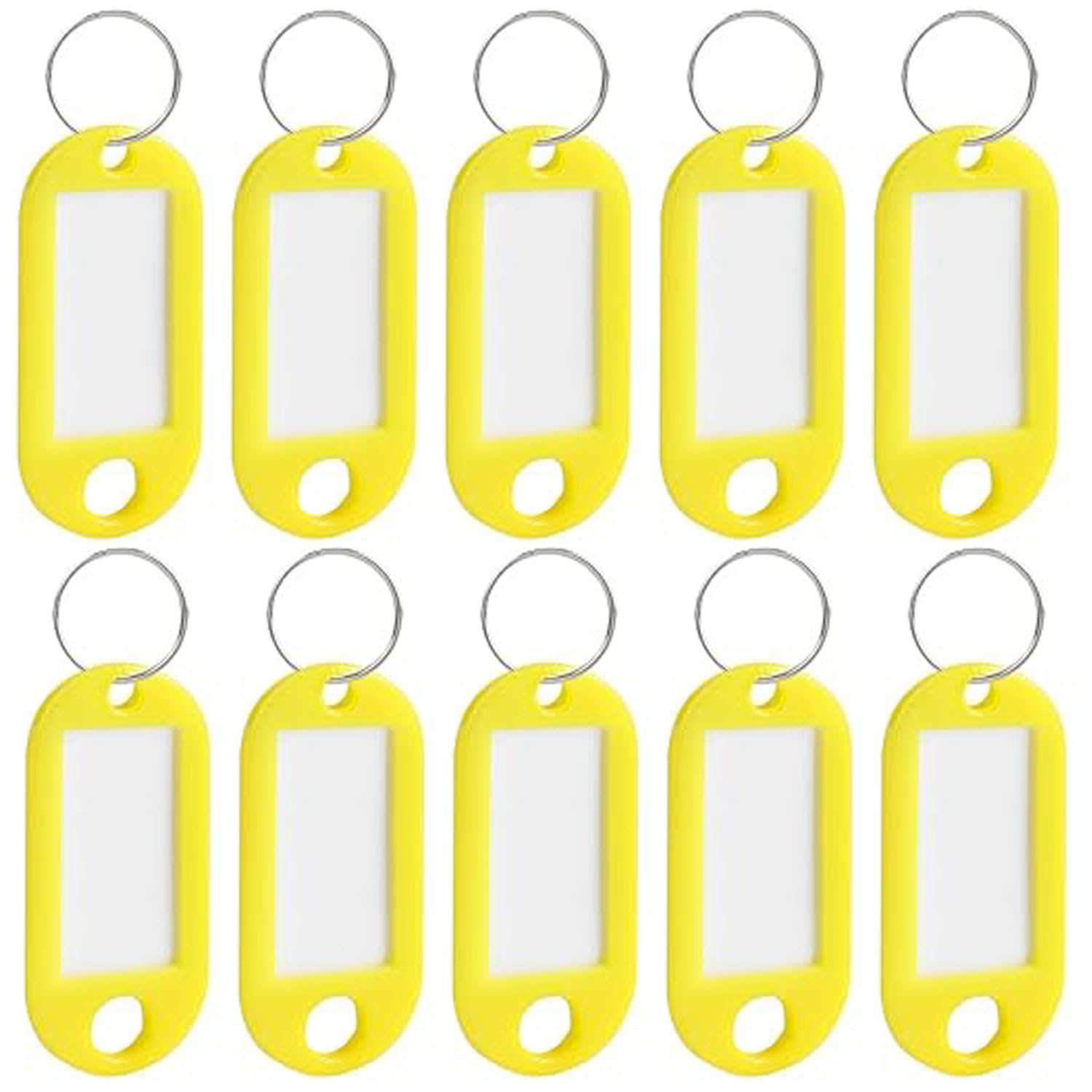 SaveSooo タグ キーホルダー キータグ 名札 タグ プラスチック製 大量 業務用 ネームキーホルダー ネームプレート ネームタグ キリング付き 10個セット(イエロー)