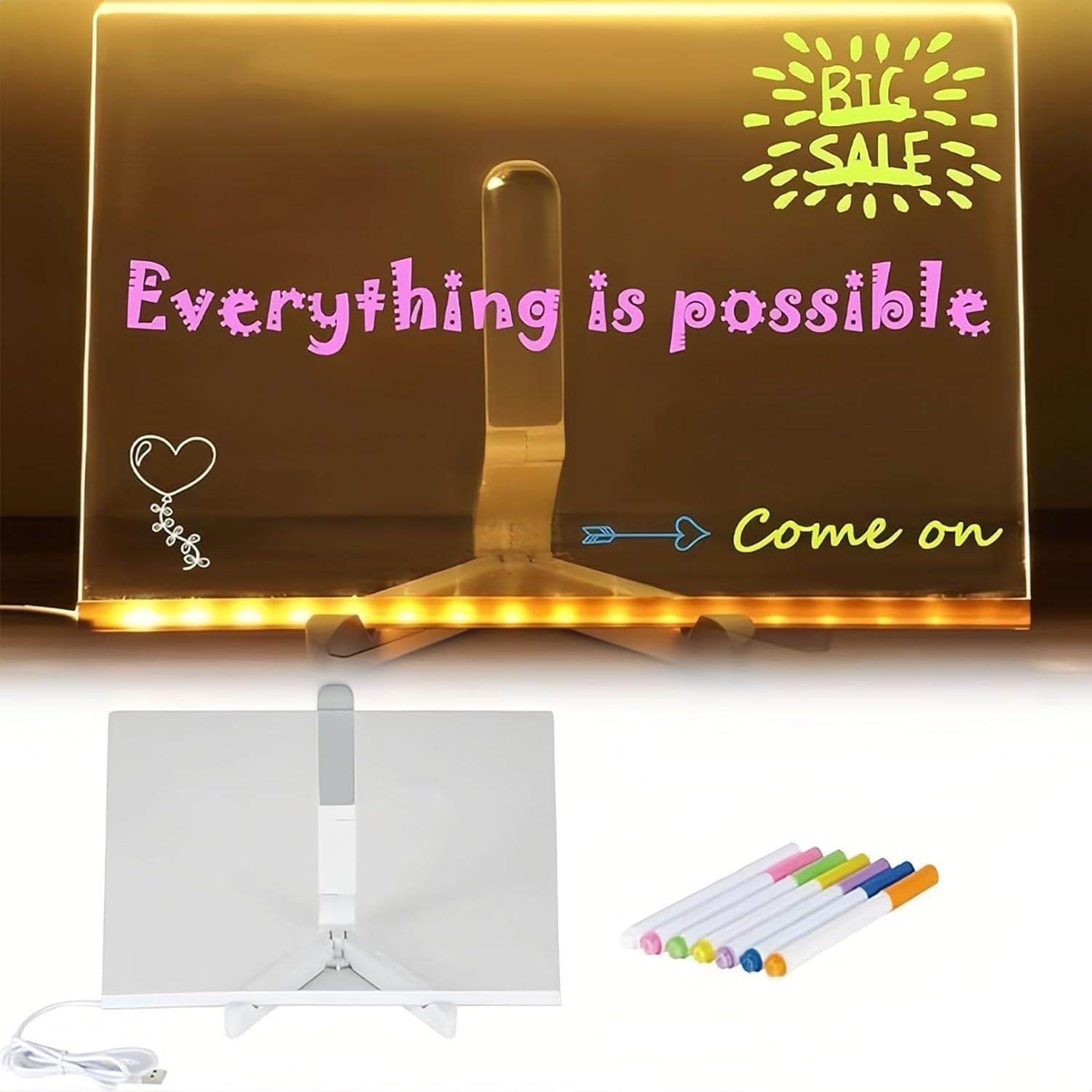 LED Note Board with Colors, Acrylic led Writing Board