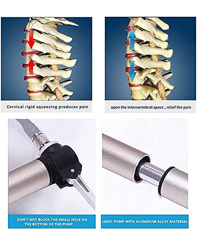 Dispositivo portátil de tracción del Cuello Cervical, Soporte para el Cuello Cervical Ajustable, fijador del Cuello Cervical inflado, Soporte para el Cuello para Artritis, Azul (Blanco)
