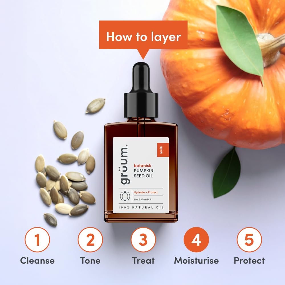 grüum Pumpkin Seed Oil 30ml, 100% Natural Pumpkin Seed Oil for Hair Growth & Skin, Nutty, Hydrating Dual Use with Vitamin E - Image 4