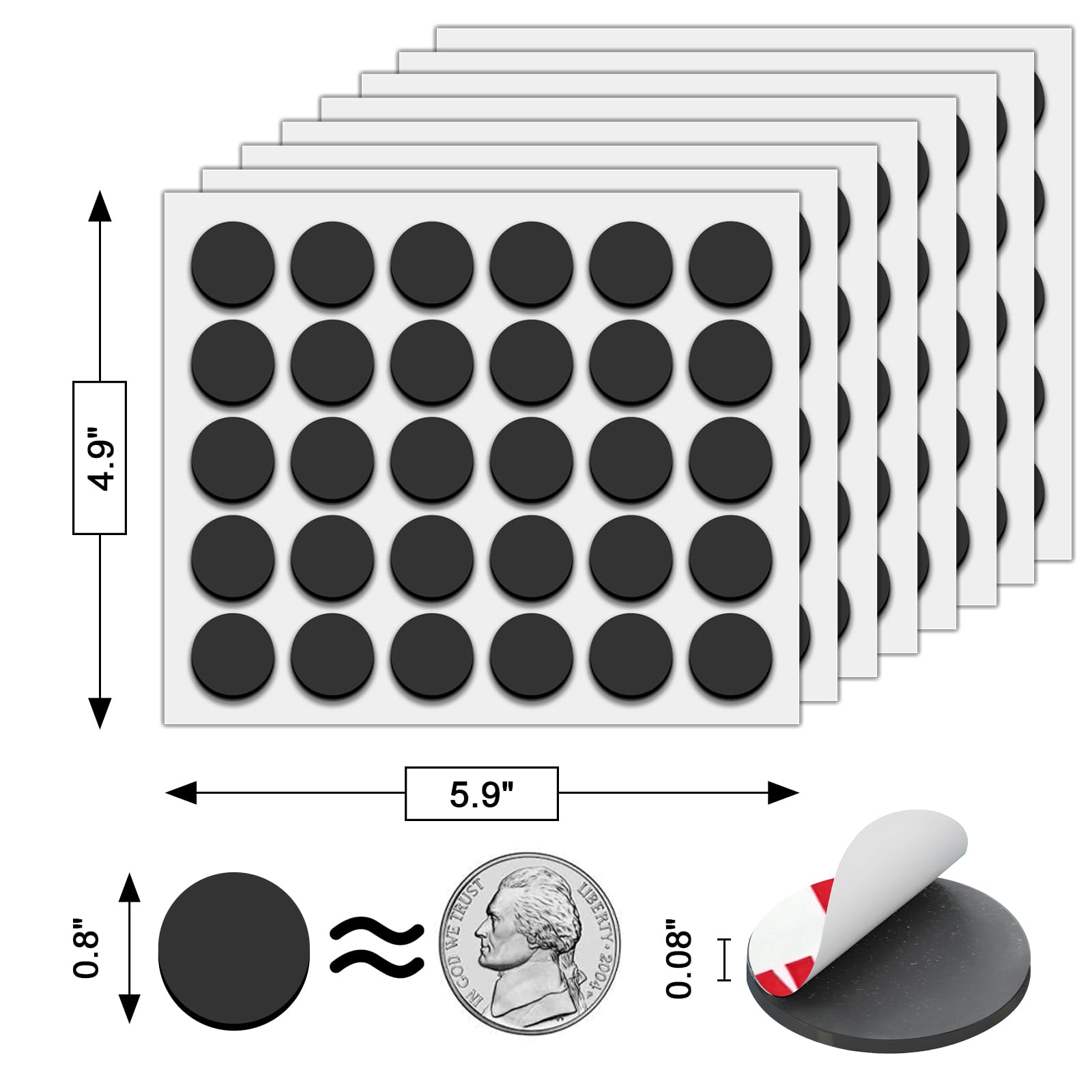 Towjug Round Magnets with Adhesive Backing, 240 Fridge Circle Magnetic Tape — Amazon image 3